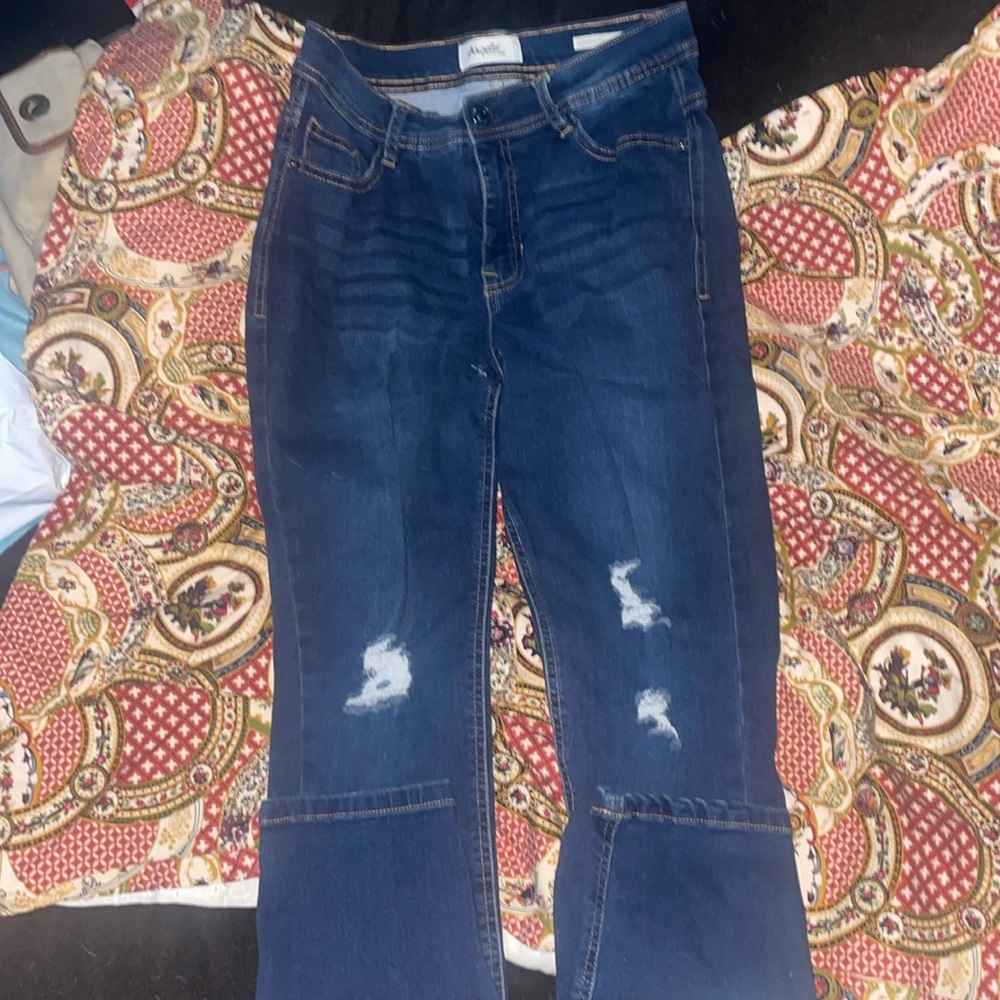 Angels blue jeans, ripped on the knees